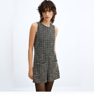 Mango Chic Black and White Tweed Romper. Size XS